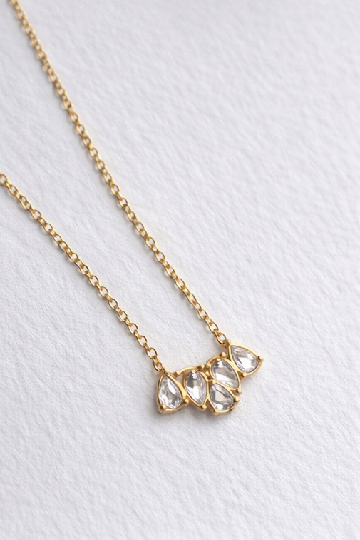 Saivanyas Dainty Teardrop Crystal Necklace – Minimal Gold Daily Wear Pendant for Girls & Women