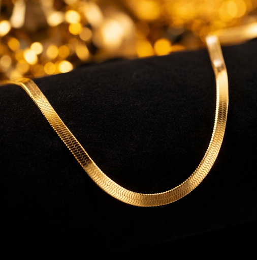 Premium Gold Herringbone Chain Necklace for Women | Minimal Daily Wear Jewellery | Saivanyas