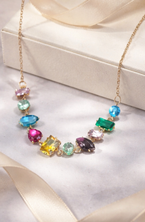 Multicolor Gemstone Necklace – Rainbow Statement Jewelry | saivanyas.com