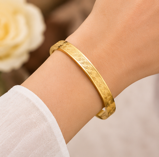 Minimal Gold-Plated Designer Bangle Bracelet for Women | Elegant Daily Wear Kada