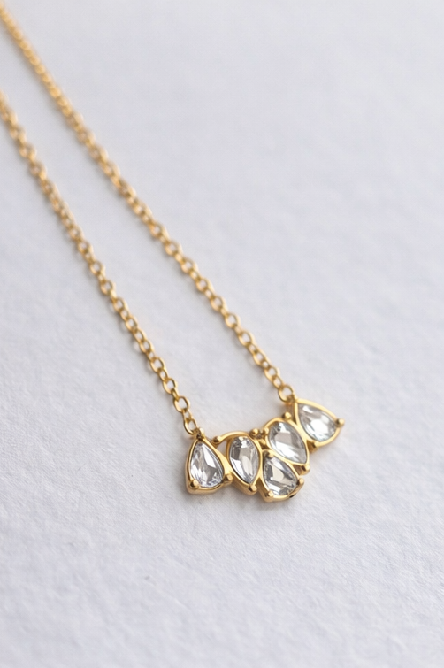 Saivanyas Dainty Teardrop Crystal Necklace – Minimal Gold Daily Wear Pendant for Girls & Women
