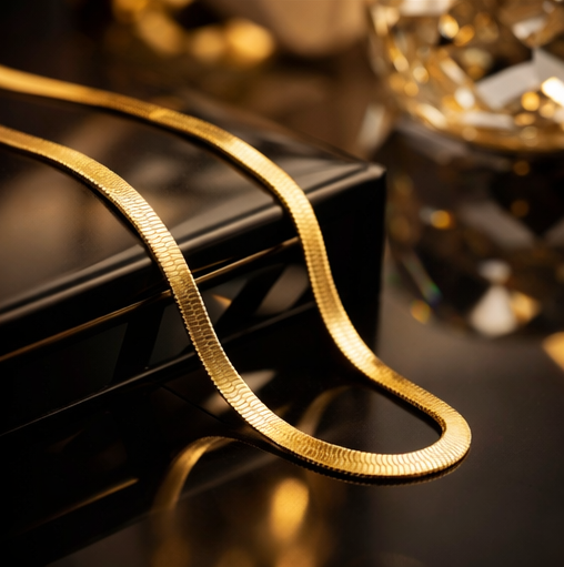 Premium Gold Herringbone Chain Necklace for Women | Minimal Daily Wear Jewellery | Saivanyas