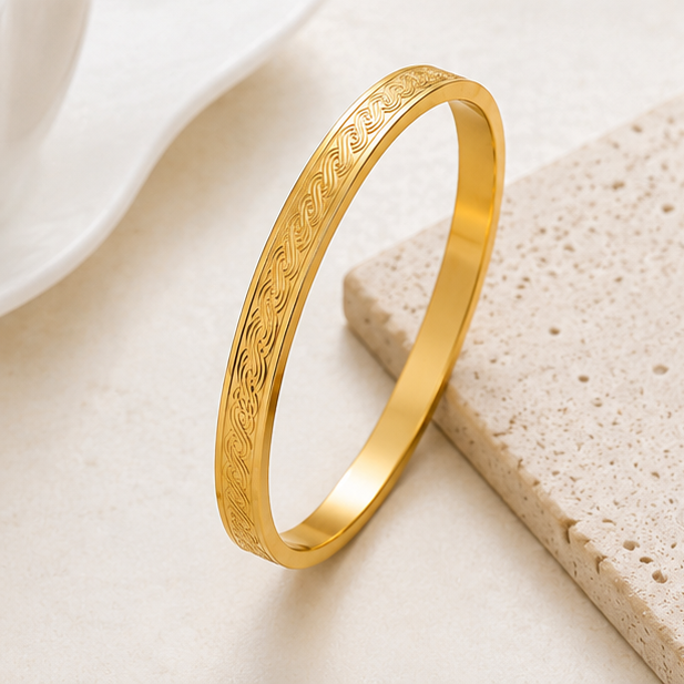 Minimal Gold-Plated Designer Bangle Bracelet for Women | Elegant Daily Wear Kada