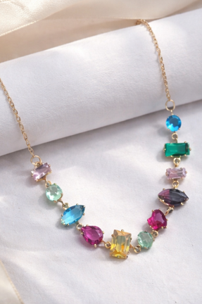 Multicolor Gemstone Necklace – Rainbow Statement Jewelry | saivanyas.com