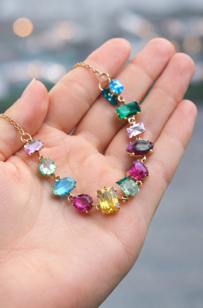 Multicolor Gemstone Necklace – Rainbow Statement Jewelry | saivanyas.com