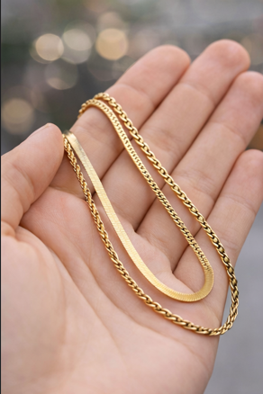 Layered Gold Chain Necklace Set – Herringbone & Rope Chain Minimalist Jewelry | saivanyas.com