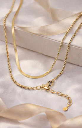 Layered Gold Chain Necklace Set – Herringbone & Rope Chain Minimalist Jewelry | saivanyas.com