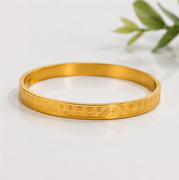 Minimal Gold-Plated Designer Bangle Bracelet for Women | Elegant Daily Wear Kada