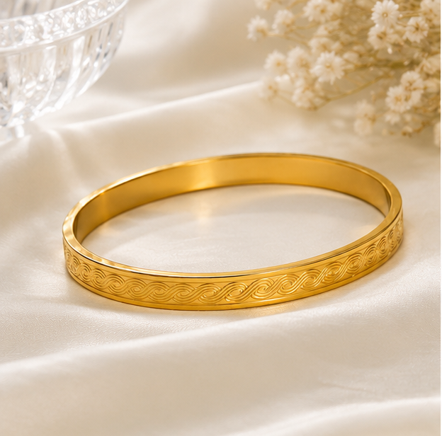 Minimal Gold-Plated Designer Bangle Bracelet for Women | Elegant Daily Wear Kada